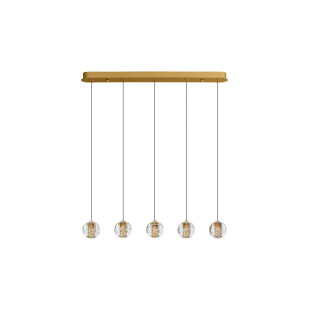 Lampa wiszące kule na listwie glamour Veroli 82cm LED 3000K złoty metal / szkło transparentne