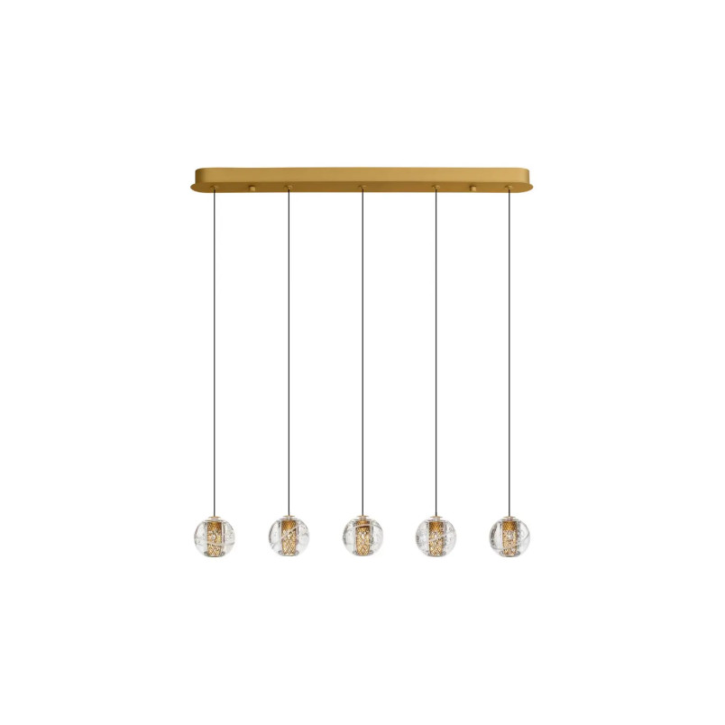 Lampa wiszące kule na listwie glamour Veroli 82cm LED 3000K złoty metal / szkło transparentne