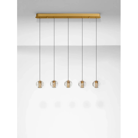 Lampa wiszące kule na listwie glamour Veroli 82cm LED 3000K złoty metal / szkło transparentne