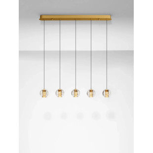 Lampa wiszące kule na listwie glamour Veroli 82cm LED 3000K złoty metal / szkło transparentne