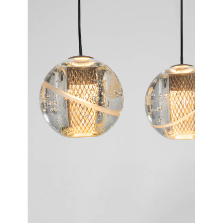 Lampa wiszące kule na listwie glamour Veroli 82cm LED 3000K złoty metal / szkło transparentne