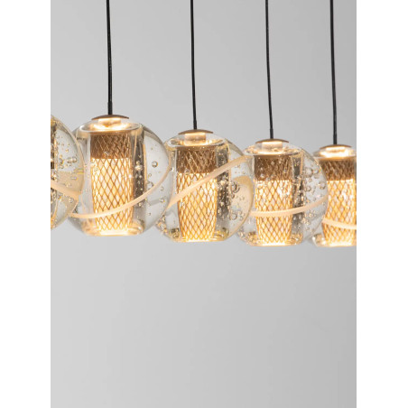 Lampa wiszące kule na listwie glamour Veroli 82cm LED 3000K złoty metal / szkło transparentne