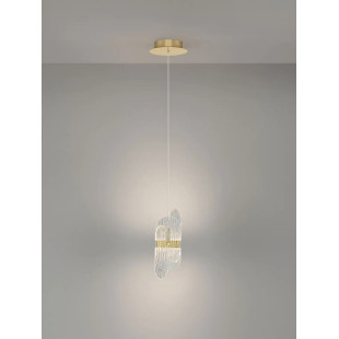 Lampa wisząca modern - szkło strukturalne Ferrara 14cm LED 3000K przeźroczysty / złoty mosiądz