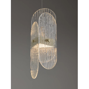 Lampa wisząca modern - szkło strukturalne Ferrara 14cm LED 3000K przeźroczysty / złoty mosiądz