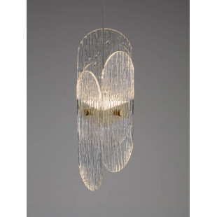 Lampa wisząca modern - szkło strukturalne Ferrara 14cm LED 2700K przeźroczysty / złoty mosiądz