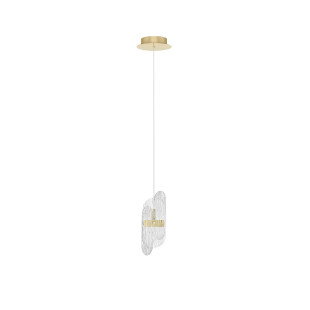 Lampa wisząca modern - szkło strukturalne Ferrara 14cm LED 2700K przeźroczysty / złoty mosiądz