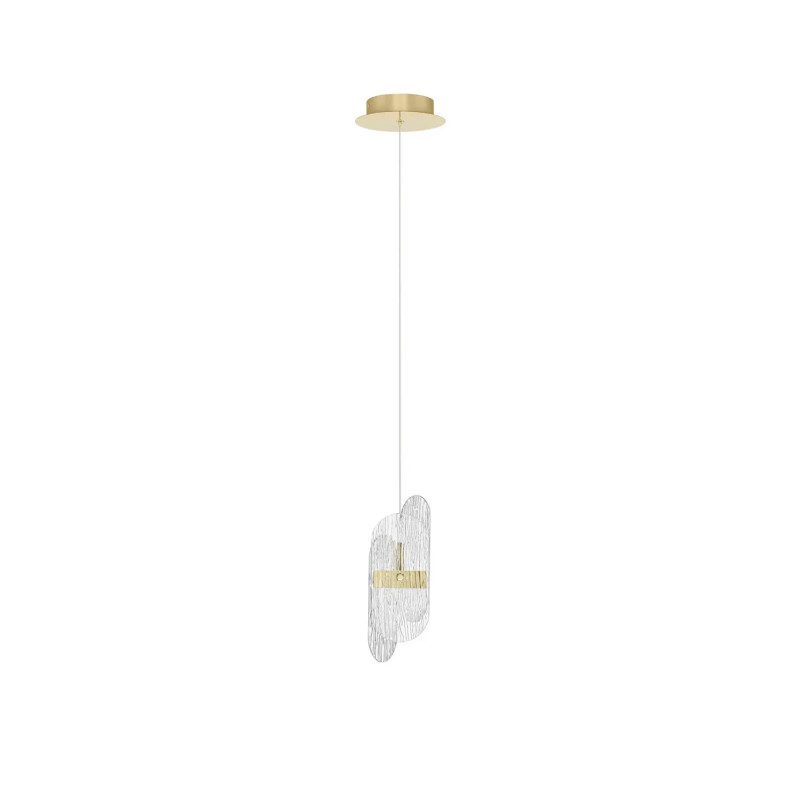 Lampa wisząca modern - szkło strukturalne Ferrara 14cm LED 2700K przeźroczysty / złoty mosiądz