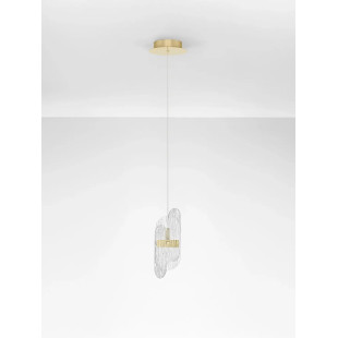 Lampa wisząca modern - szkło strukturalne Ferrara 14cm LED 2700K przeźroczysty / złoty mosiądz