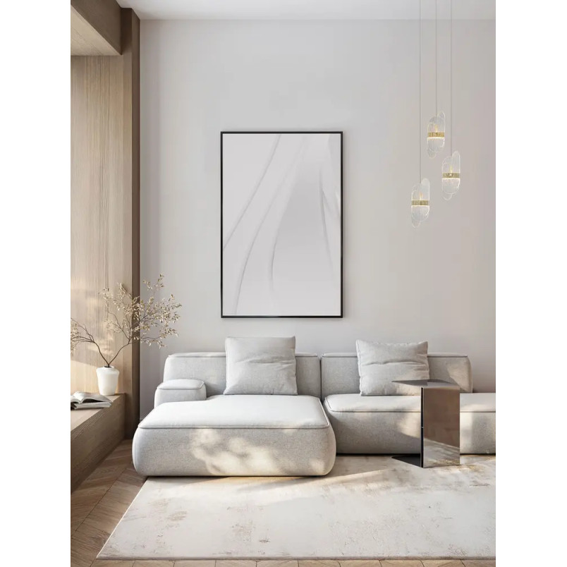 Lampa wisząca 3 punktowa - szkło strukturalne Ferrara 30cm LED 3000K przeźroczysty / złoty mosiądz