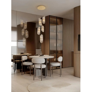 Lampa wisząca 5 punktowa - szkło strukturalne Ferrara 30cm LED 3000K przeźroczysty / złoty mosiądz