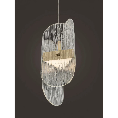 Lampa wisząca 5 punktowa na listwie - szkło strukturalne Ferrara 30cm LED 3000K przeźroczysty / złoty mosiądz