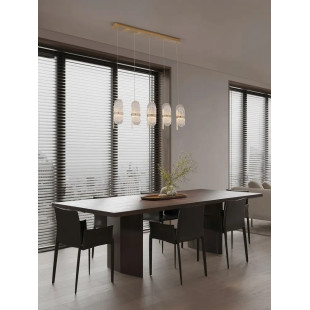 Lampa wisząca 5 punktowa na listwie - szkło strukturalne Ferrara 30cm LED 2700K przeźroczysty / złoty mosiądz
