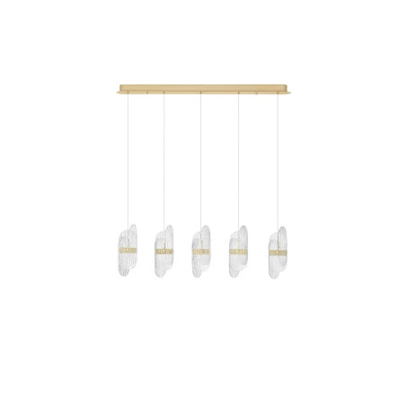 Lampa wisząca 5 punktowa na listwie - szkło strukturalne Ferrara 30cm LED 2700K przeźroczysty / złoty mosiądz