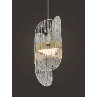 Lampa wisząca 5 punktowa na listwie - szkło strukturalne Ferrara 30cm LED 2700K przeźroczysty / złoty mosiądz