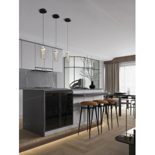 Lampa wisząca szklana glamour Lazzo 21cm LED 3000K przeźroczysty / chrom / czarny