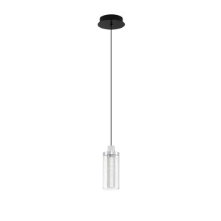 Lampa wisząca szklana glamour Lazzo 21cm LED 3000K przeźroczysty / chrom / czarny