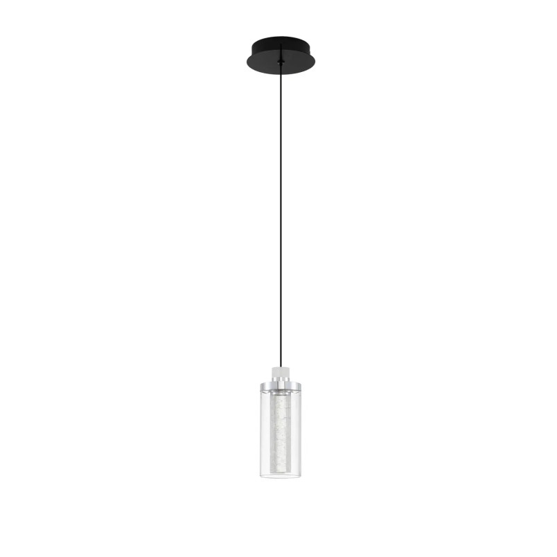 Lampa wisząca szklana glamour Lazzo 21cm LED 3000K przeźroczysty / chrom / czarny