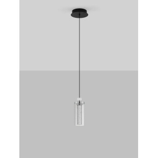 Lampa wisząca szklana glamour Lazzo 21cm LED 3000K przeźroczysty / chrom / czarny