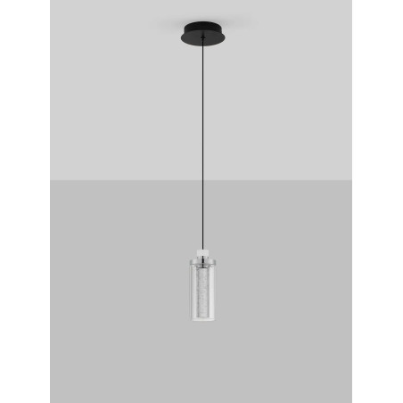 Lampa wisząca szklana glamour Lazzo 21cm LED 3000K przeźroczysty / chrom / czarny