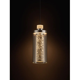 Lampa wisząca szklana glamour Lazzo 21cm LED 3000K przeźroczysty / chrom / czarny