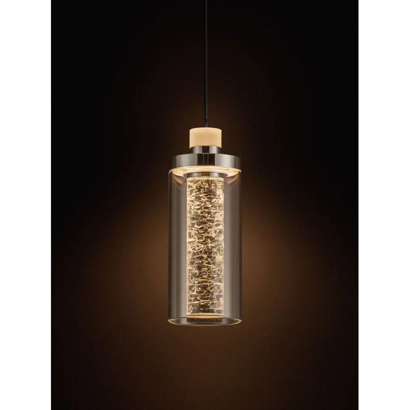 Lampa wisząca szklana glamour Lazzo 21cm LED 3000K przeźroczysty / chrom / czarny