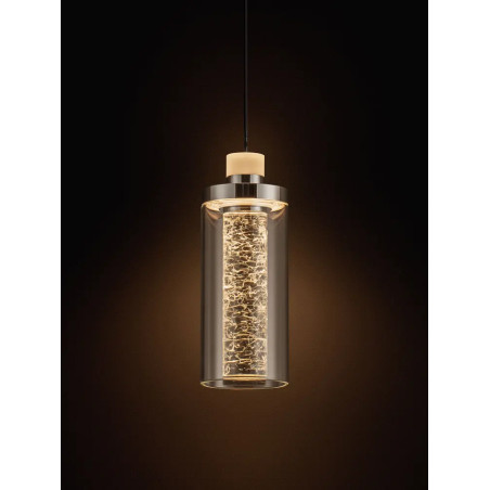 Lampa wisząca szklana glamour Lazzo 21cm LED 3000K przeźroczysty / chrom / czarny