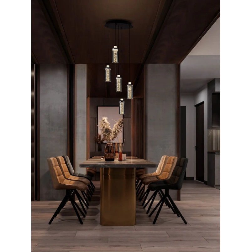 Lampa wisząca szklana glamour 5 punktowa Lazzo 38cm LED 3000K przeźroczysty / chrom / czarny