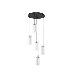 Lampa wisząca szklana glamour 5 punktowa Lazzo 38cm LED 3000K przeźroczysty / chrom / czarny