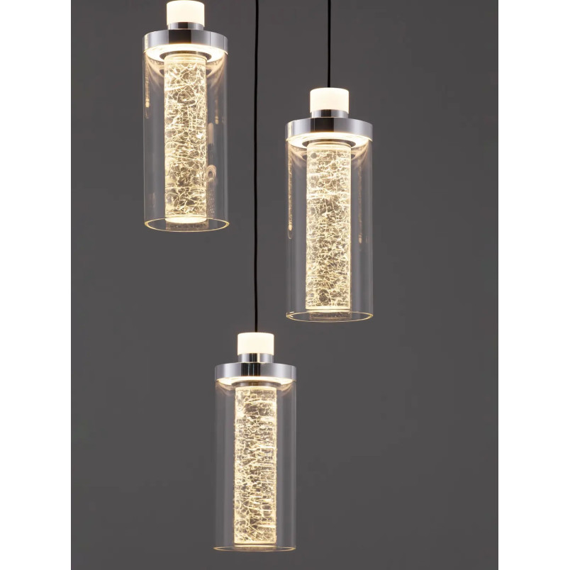 Lampa wisząca szklana glamour 5 punktowa Lazzo 38cm LED 3000K przeźroczysty / chrom / czarny