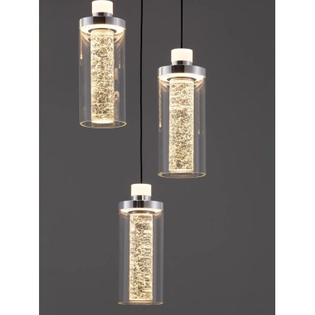 Lampa wisząca szklana glamour 5 punktowa Lazzo 38cm LED 3000K przeźroczysty / chrom / czarny