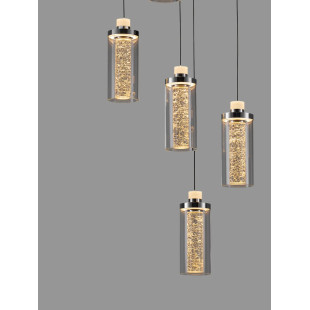 Lampa wisząca szklana glamour 5 punktowa Lazzo 38cm LED 3000K przeźroczysty / chrom / czarny