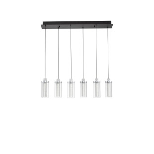 Lampa wisząca szklana glamour 5 punktowa na listwie Lazzo 81cm LED 3000K przeźroczysty / chrom / czarny