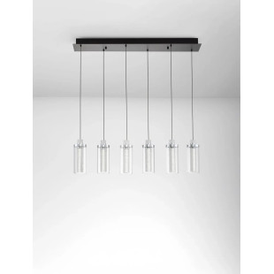 Lampa wisząca szklana glamour 5 punktowa na listwie Lazzo 81cm LED 3000K przeźroczysty / chrom / czarny