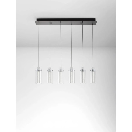Lampa wisząca szklana glamour 5 punktowa na listwie Lazzo 81cm LED 3000K przeźroczysty / chrom / czarny