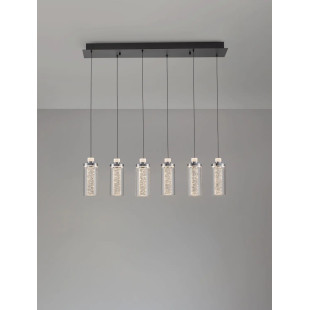 Lampa wisząca szklana glamour 5 punktowa na listwie Lazzo 81cm LED 3000K przeźroczysty / chrom / czarny