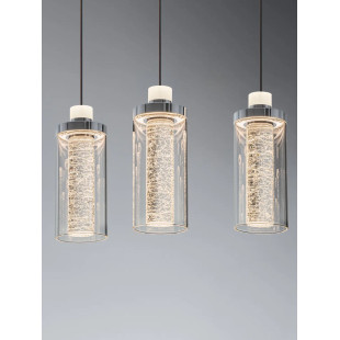 Lampa wisząca szklana glamour 5 punktowa na listwie Lazzo 81cm LED 3000K przeźroczysty / chrom / czarny