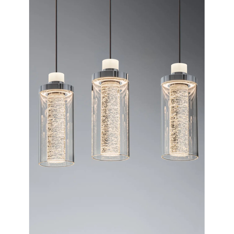 Lampa wisząca szklana glamour 5 punktowa na listwie Lazzo 81cm LED 3000K przeźroczysty / chrom / czarny