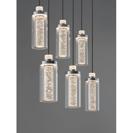 Lampa wisząca szklana glamour 5 punktowa na listwie Lazzo 81cm LED 3000K przeźroczysty / chrom / czarny