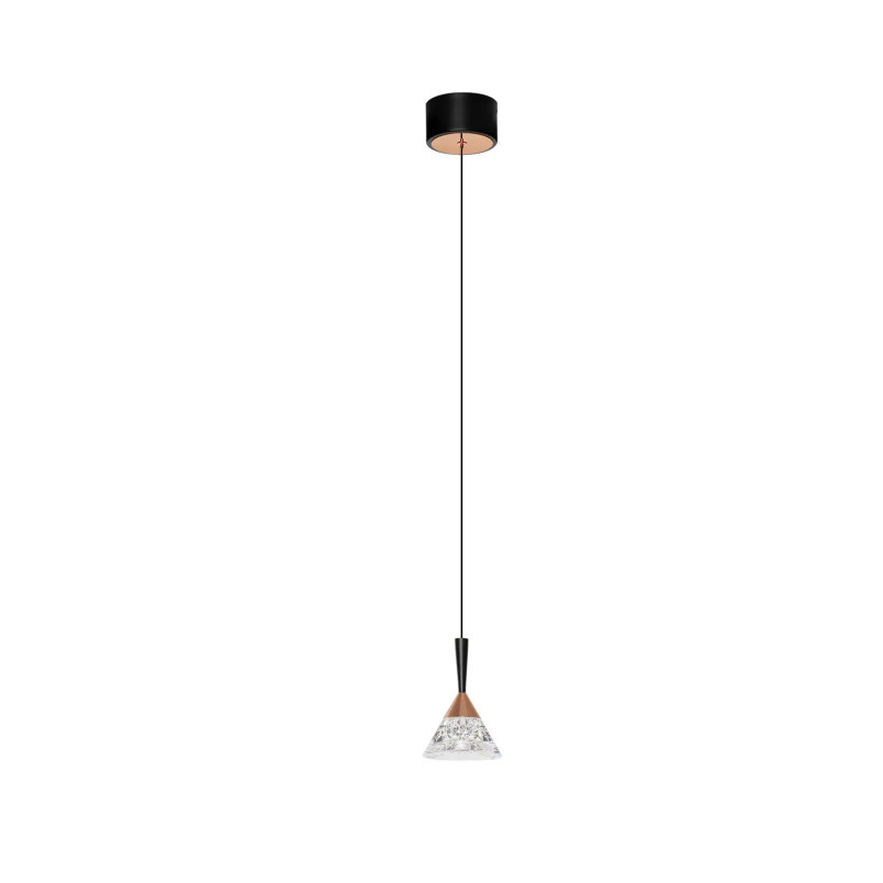 Lampa wisząca stożek Luzza 10,5cm LED 3000K przeźroczysty / różowe złoto / czarny