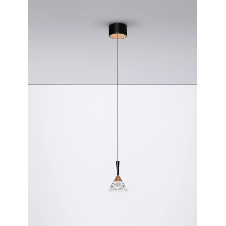 Lampa wisząca stożek Luzza 10,5cm LED 3000K przeźroczysty / różowe złoto / czarny