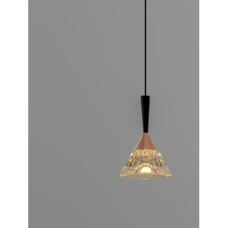 Lampa wisząca stożek Luzza 10,5cm LED 3000K przeźroczysty / różowe złoto / czarny