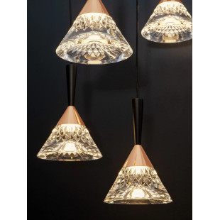 Lampa wisząca 5 punktowa ściemniana Luzza 32cm LED 3000K przeźroczysty / różowe złoto / czarny