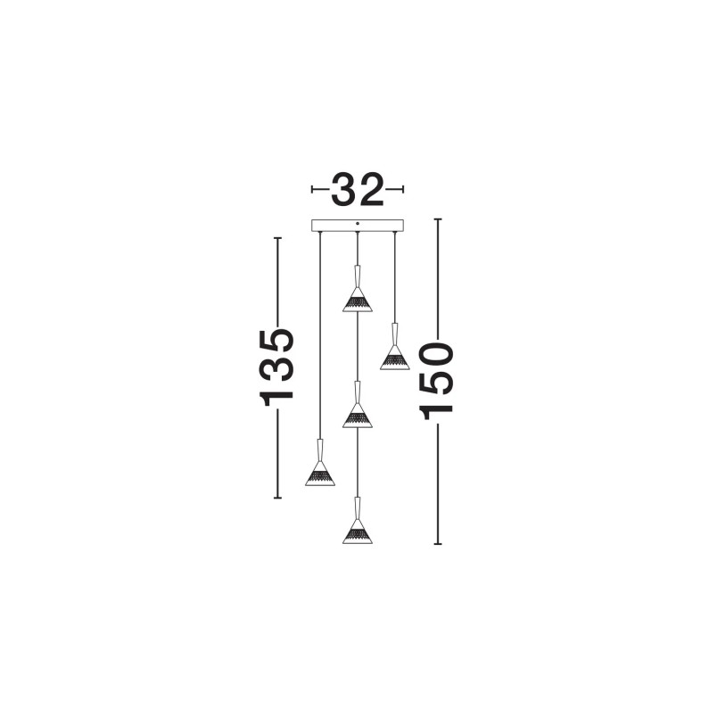 Lampa wisząca 5 punktowa ściemniana Luzza 32cm LED 3000K przeźroczysty / różowe złoto / czarny