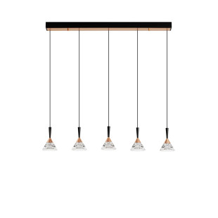 Lampa wisząca 5 punktowa ściemniana na listwie Luzza 90,5cm LED 3000K przeźroczysty / różowe złoto / czarny