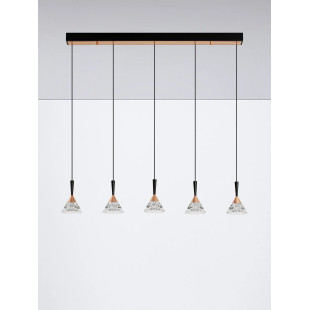 Lampa wisząca 5 punktowa ściemniana na listwie Luzza 90,5cm LED 3000K przeźroczysty / różowe złoto / czarny