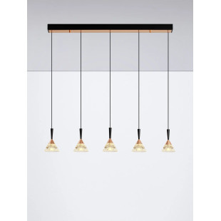 Lampa wisząca 5 punktowa ściemniana na listwie Luzza 90,5cm LED 3000K przeźroczysty / różowe złoto / czarny