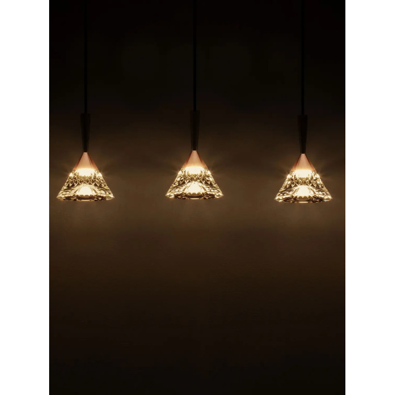 Lampa wisząca 5 punktowa ściemniana na listwie Luzza 90,5cm LED 3000K przeźroczysty / różowe złoto / czarny