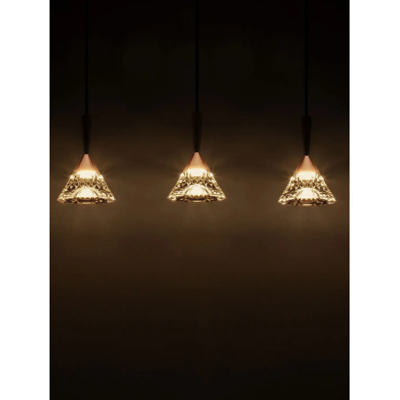 Lampa wisząca 5 punktowa ściemniana na listwie Luzza 90,5cm LED 3000K przeźroczysty / różowe złoto / czarny