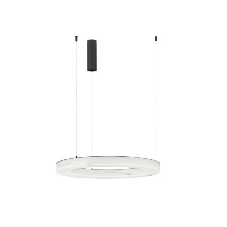 Lampa wisząca okrągła ściemniana Stevar LED 3000K 60cm alabaster / czarny mat