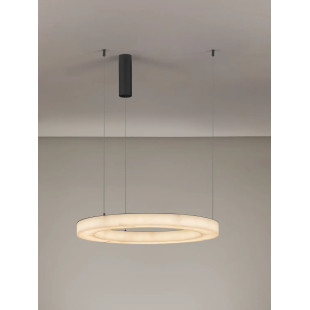Lampa wisząca okrągła ściemniana Stevar LED 3000K 60cm alabaster / czarny mat